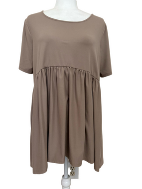 Zenana Tan Babydoll High-Lo Tunic with Empire Waist